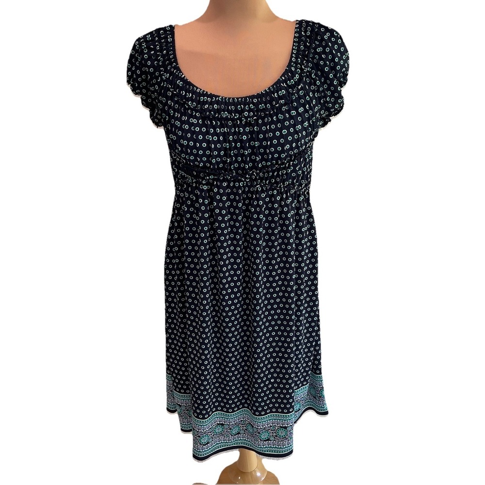 Studio M Empire Waist Dress Size Medium Polka Dot Floral Babydoll Peasant Y2K